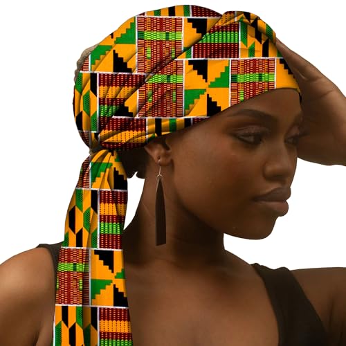 African Bohemian Head Wrap Scarf for Women Kente Printed Headband