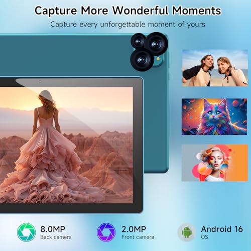 Vyrolinia Tablet Android 16 10 Inch 12GB RAM+64GB ROM/ 1TB Expandable, 1280 * 800 HD Touch Screen, 5G WiFi6 BT 5.0, 2 in 1 Tab with Keyboard Case Mouse Stylus(Navy Blue) by Vyrolinia - Image 3