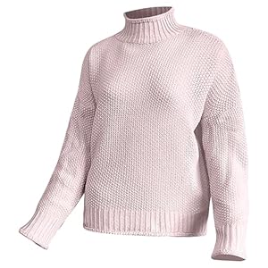Mens Winter Shirt Women’s Knitted Sweater Women’s Clothing Thick Thread High Neck Pullover Sweater Women Fashion for Man (Pink, S)