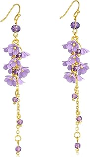 Flower Drop Earrings for Women, Daisy Drop Earrings, Resin Flowers Floral Earrings, Linear Gold Drop Earrings, 60s Flower Earrings, 70s Earrings, Dangle Flower Earrings, Clay Earrings for Girl Teens Y2k Flower Cluster Drop Earrings