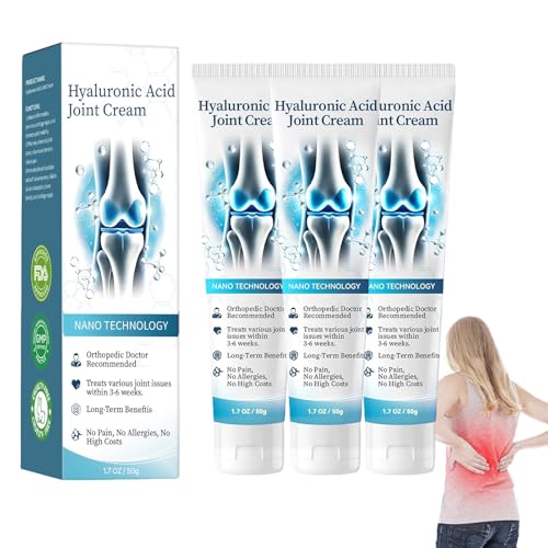 Hyaluronsäure Joint Care Creme Hyaluronic Acid Joint Cream Gegen unbehagen Beruhigende Gelenkpflegecreme für Rücken Nacken Hände Knie Gelenk Soothes Creme mit Kurkuma & Minze 3 Stück