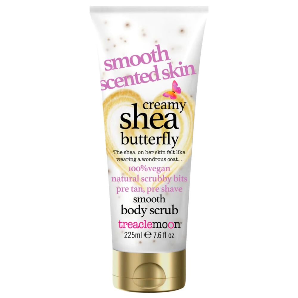 Treaclemoon Creamy Shea Butterfly Smooth Body Scrub 225ml – Exfoliating Pre-Tan & Pre-Shave Scrub with Natural Scrubby Bits, Vegan, Moisturizing & Scented for Soft, Smooth Skin | Suitable for All Skin-image-2