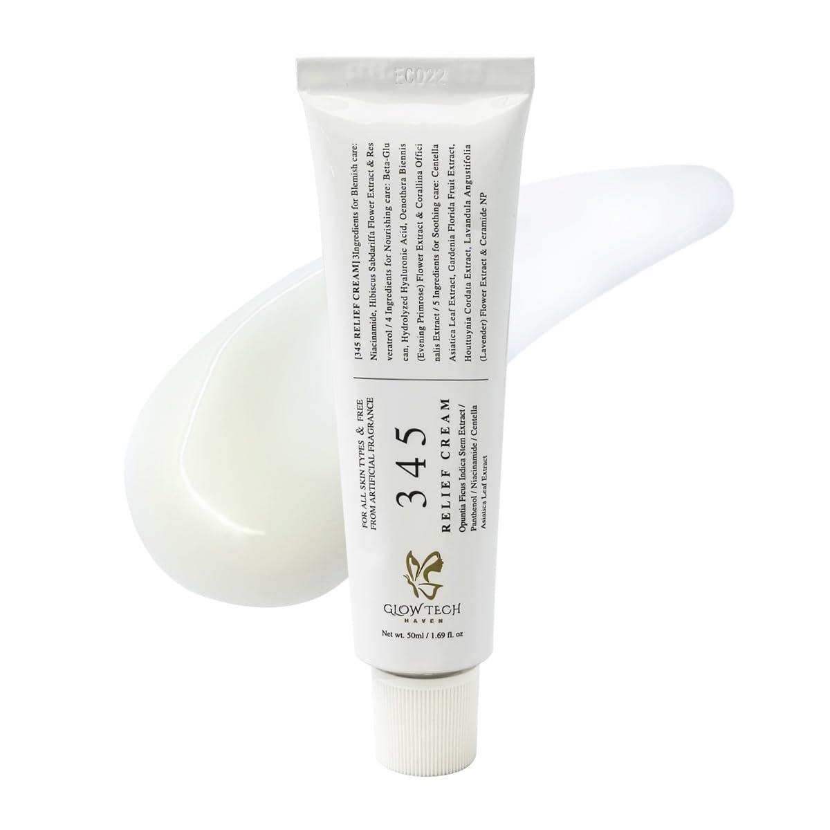 345 Relief Cream – Hydrating Face Moisturizer with Hyaluronic Acid & Niacinamide (B3) – Barrier Repair, Soothing & Brightening Cream for Dry & Sensitive Skin – GlowTech Haven