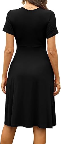 Miniatura 3 de WEACZZY - Vestido de estilo informal, de manga corta, de verano, para mujer, escote en V, estampado floral, con bolsillos, para fiestas