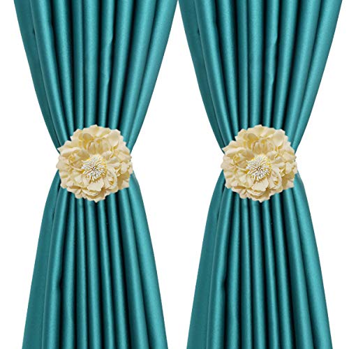 YYC 1 Paar magnetische Vorhang-Raffhalter mit Blumenmotiv, für Hochzeit, Vorhangschnalle, Vorhanghalter für Mädchenzimmer, Dekoration