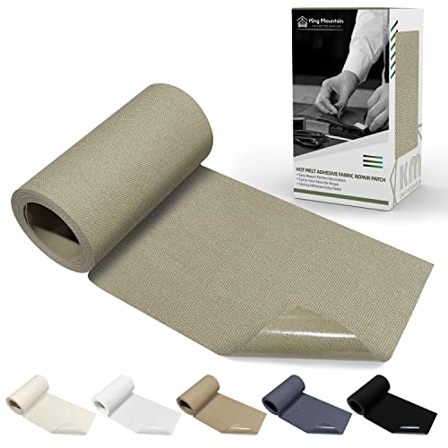 Image of KING MOUNTAIN Canvas Iron on Patch,3 inchx60 inch,Waterproof 100% Cotton Fabric Repair Patch,Used for Various Sofa,Tent,Clothes,Seats,Suitcases (Khaki)