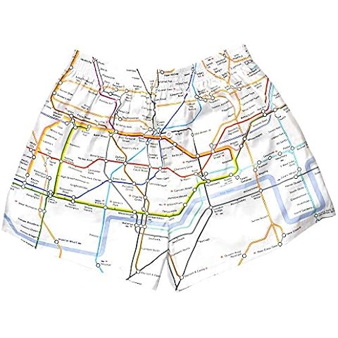 GWCC TFL301 Tube Map Boxer Shorts Allover Print London Underground (S) White Cover