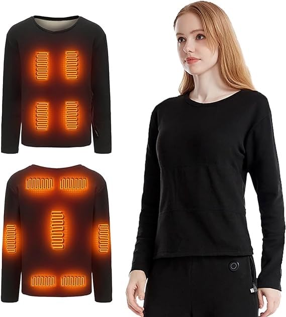 Conjunto de Ropa Interior térmica con calefacción para Mujer, Conjunto de Ropa Interior térmica eléctrica con calefacción por USB de 22 Zonas para Mujer para Interiores, Exteriores y Deportes