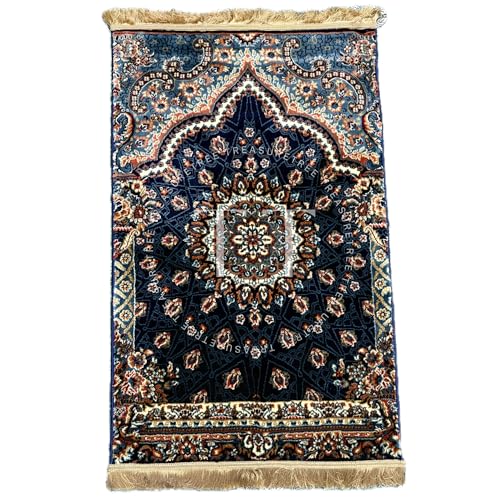Image of Deluxe Velvet Heavyweight Prayer Mat | Elegant and Super Soft Design | Ideal for Muslim Prayers | Heavy Carpet Mat with Premium Softness and Luxurious Design. (Navy Blue)
