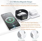 Plus récent Ankilo 3 en 1 Chargeur sans fil pliable, Plaque de recharge sans fil magnétique rapide, Compatible avec iPhone 14/13/12/SE/11/XR,Samsung Galaxy, Montre Apple,AirPods Pro, Adaptateur de port de type C non inclus