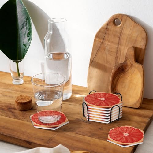Dessous de verre hexagonal céramique pamplemousse finition liège - 7