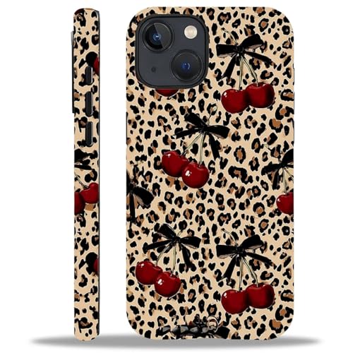 Coque iPhone 14 antichoc léopard cerise pour éviter les rayures et bris d'écran