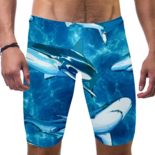 Short de bain pour homme multicolore à motif requin, taille M de chez HUI JIN SHOP