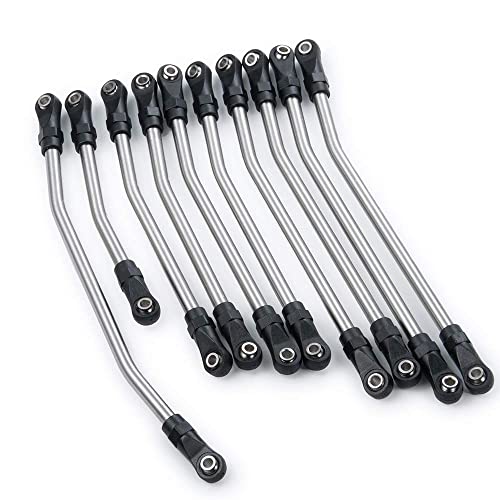 Maleonn RC Stainless Steel Suspension Links and Steering Linkage Set 324mm Wheelbase for 1/10 RC Crawler Car Axial SCX10 II Link Upgrades 90046 90047