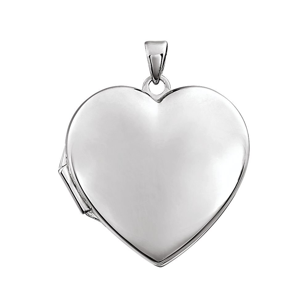 14K White Gold Heart Locket