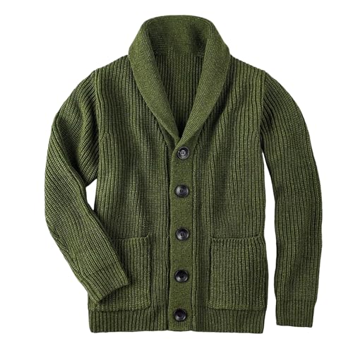Men's Winter Cardigan Sweater Slim Fit Shawl Collar Outwear Fashion Knit Button Up Wool Cardigan