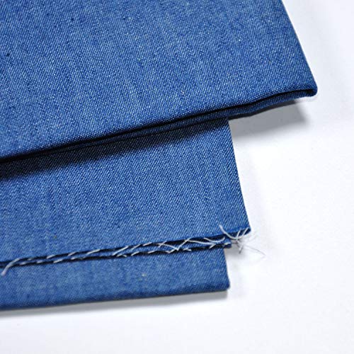 Indigo Blue 4.8 oz 100% Cotton Denim Chambray Fabric,56 Inches Wide, by The Yard