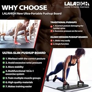 LALAHIGH Portable Home Gym System: Large Compact Push Up Board, Pilates Bar & Fitness Accessories with Resistance Bands Ab Roller Wheel for Men and Women, Gift for Boyfriend LALAHIGH Portable Home Gym System Large Compact Push Up Board Pilates Bar Fitness Accessories with Resistance Bands Ab Roller Wheel for Men and Women Gift for Boyfriend