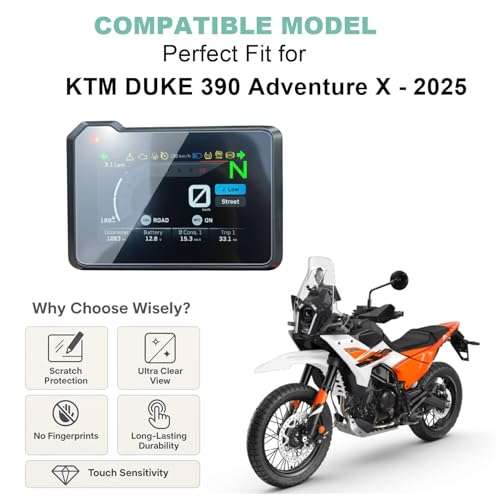 Image of Wisely Pack 2 - Premium Screen Guard for NEW KTM 390 ADVENTURE X 2025 Bike - TFT 5-Inch Display Digital Meter Protector - HD Clear, Full Cover - Easy Installation Kit - Adventure390 Accessories