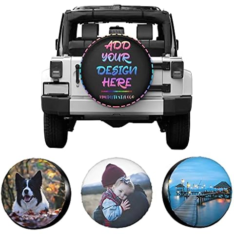 Custom Spare Tire Covers Personalized Design Your Own Photo Logo Name Tire Cover Waterproof and Dustproof Sun-Proof Wheel Tire Cover Suitable for Trailer SUV Truck (17 inch) Cover