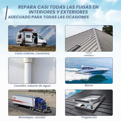 Miniatura 7 de Llpt Cinta Butilo Autoadhesiva Cinta Selladora Rv Cinta Impermeable Blanco Para Sellar Costuras De Techo,Caravana,Canalón,Tubería Y Reparación Fugas En Exteriore Sv62110wt2 51 Mm X 15 M
