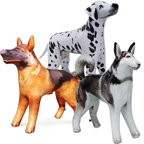 Jet Creations Dog Inflatable 3-Pack Husky Dalmatian & German Shepherd (30 Tall) Halloween & Fall Decorations for Home Office Birthday Parties Photo Props Toys for Ages 3+
