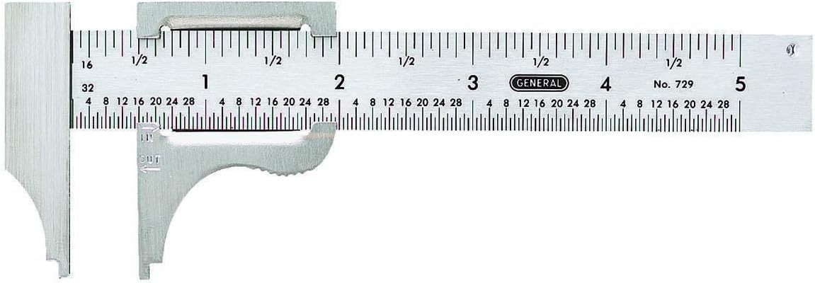 General Tools Slide Caliper #729, 16th and 32nd Graduation, 0 to 4-Inch Range, Inside and Outside Measurement