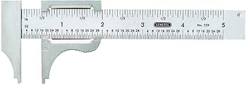 General Tools Slide Caliper #729, 16th and 32nd Graduation, 0 to 4-Inch Range, Inside and Outside Measurement