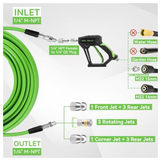 200FT Sewer Jetter Kit for Pressure Washer