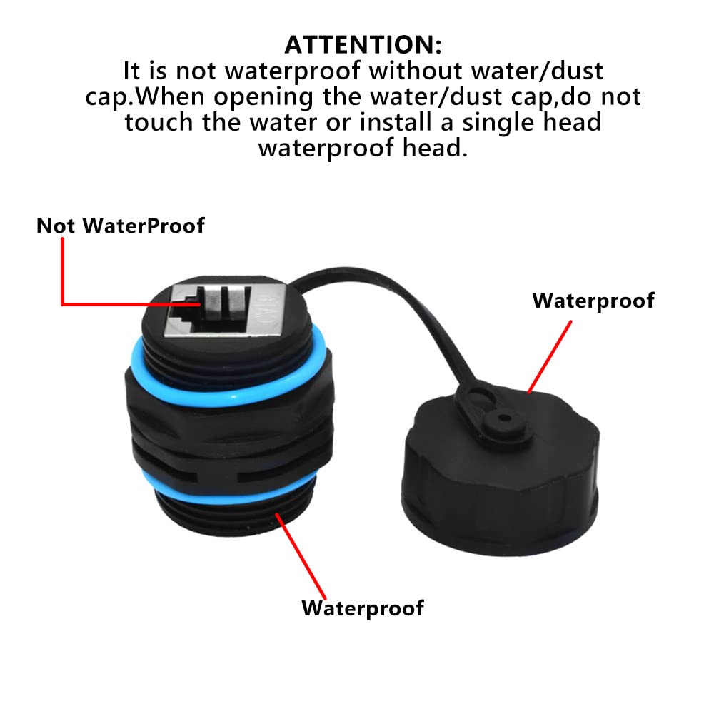 5 sztuk panel montażu RJ45 wodoodporne złącze ekranowane IP68 wodoodporne (STP) Cat55e6 8P8C Ethernet LAN kabel sieciowy kabel sieciowy podwójna głowica zewnętrzna łącznika LAN adapter z