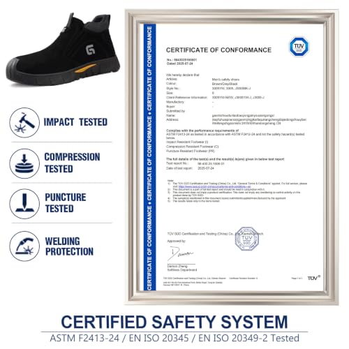 Image of GLANOUDUN Welding Work Boots for Men Slip on Steel Toe Shoes for Men Indestructible Steel Toe Boots Welder Men's Working Shoes Fireproof Safety Footwear for Construction Men's Work & Safety Footwear