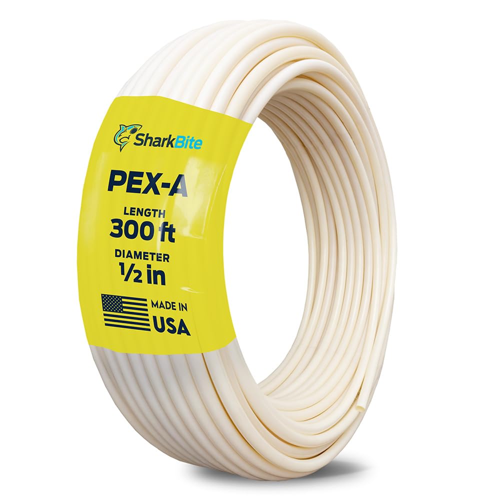 SharkBite 1/2 Inch x 300 Feet White PEX-A, Made in the USA, Flexible Water Pipe Tubing for Plumbing, UA60W300