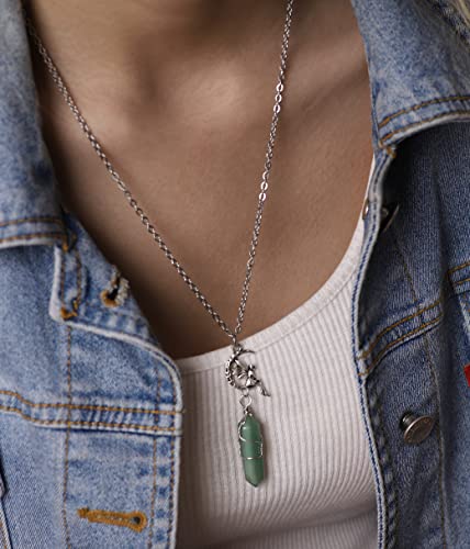 Sacina Gothic Vintage Fairy Necklace, Zinc Alloy Pendant, Green Crystal, Goth Vintage Jewelry for Women, Special Occasions3