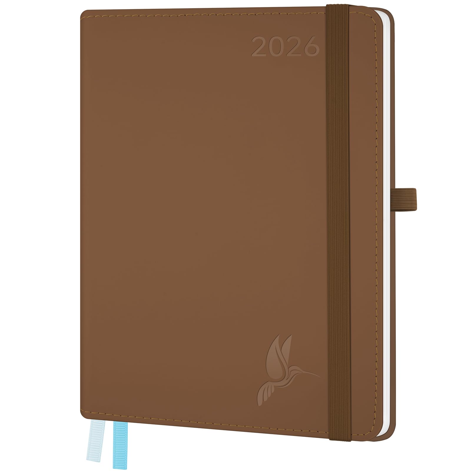 FEKSINO Kalender 2026 Wochenplaner 1 Woche 2 Seiten,12-Monate Buchkalender (Jan.2026-Dez.2026) Terminplaner A4-28,6 x 21 cm,100GSM Papier Planer mit Softcover - Braun