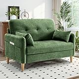 Hanherry Loveseat Sofa, 47” Small Couch for Living Room, Comfy Chenille Fabric Love Seat for Bedroom with Throw Pillow,Removable Cushion Cover,Couches for Small Space,Apartment,Dorm