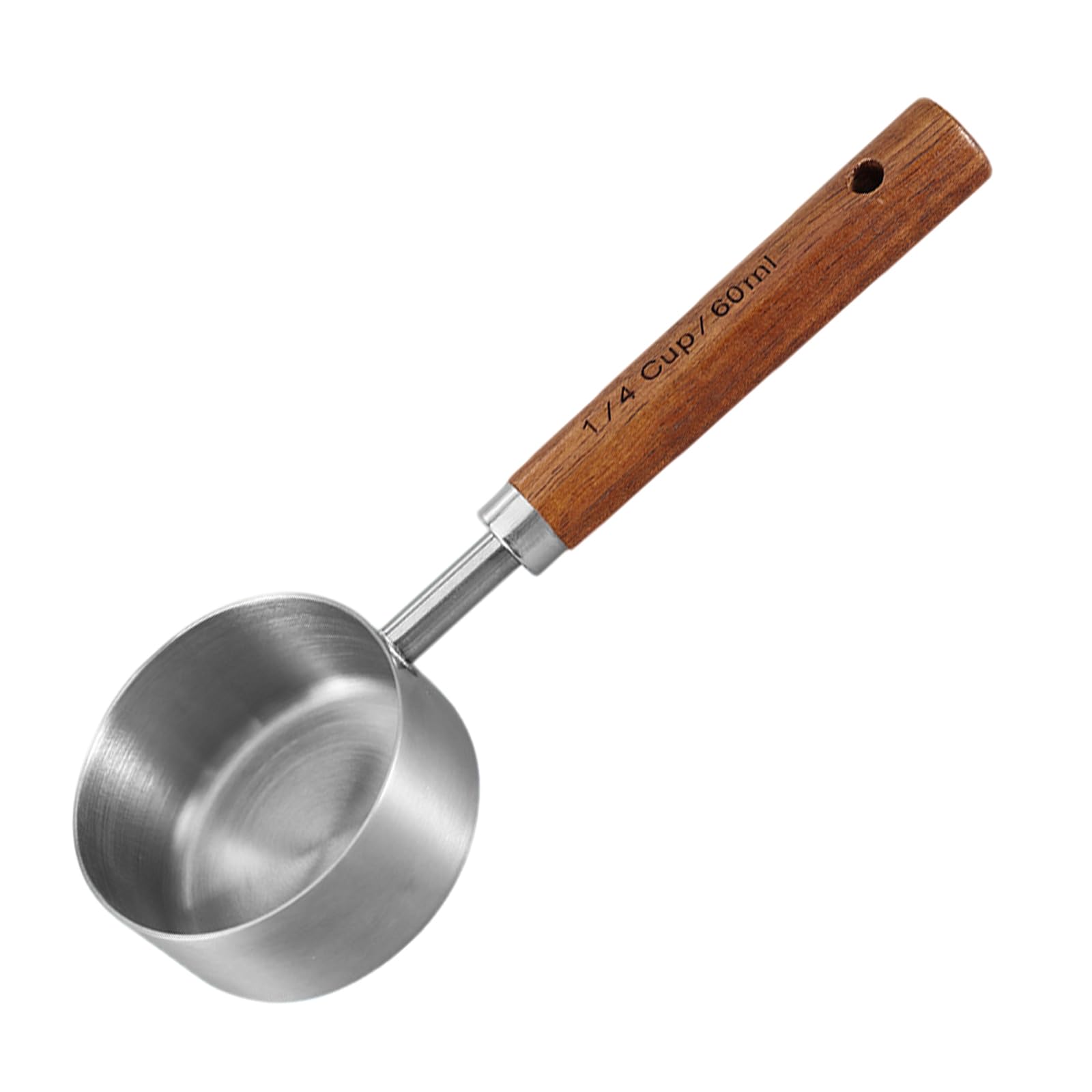 Measuring Scoop - Homiladi 1/4 Cup 60ml Stainless Steel Measuring Spoons & Coffee Scoop with Wooden Handle, Essential Baking and Coffee Accessories Set for Coffee Tea Baking