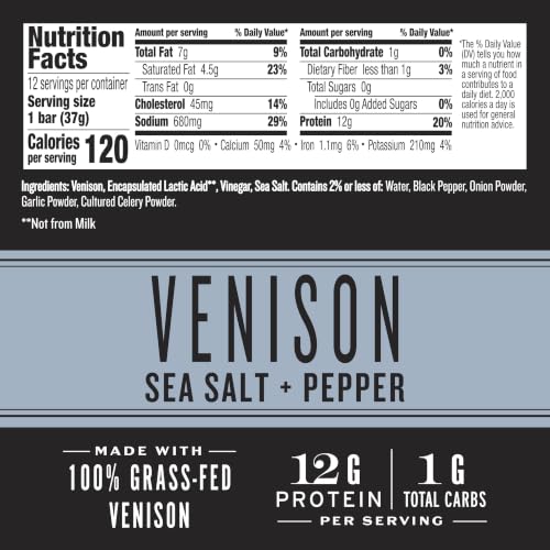 EPIC Provisions Venison Sea Salt & Pepper Bars, 12 ct, 15.6 oz - image 2