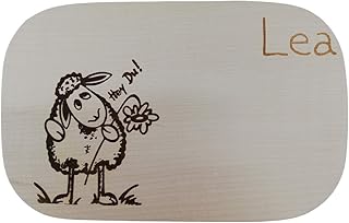 Fr&uuml;hst&uuml;cks-Brettchen aus Holz individuelle personalisiert f&uuml;r Kinder  Vesperbrett mit Motiv Sch&auml;fchen  26 x 15 cm  Vepserbretter graviert mit Wunschnamen  Vesperbrett f&uuml;r Hochzeit oder Geburtstage