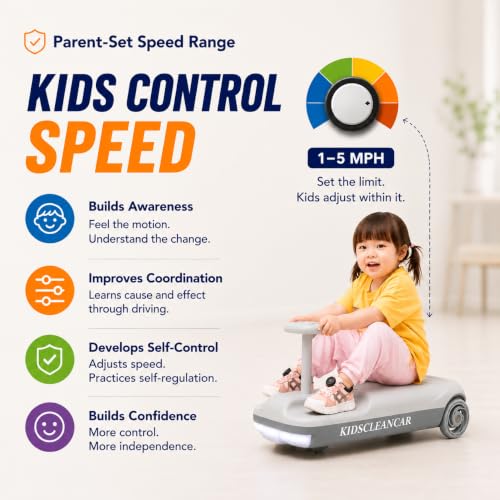 Image of KIDSCLEANCAR: Portable Go Kart, 12v Race Car Ride, Variable Speed for Ages 2-8, Every Kid Can Choose Their Own Speed