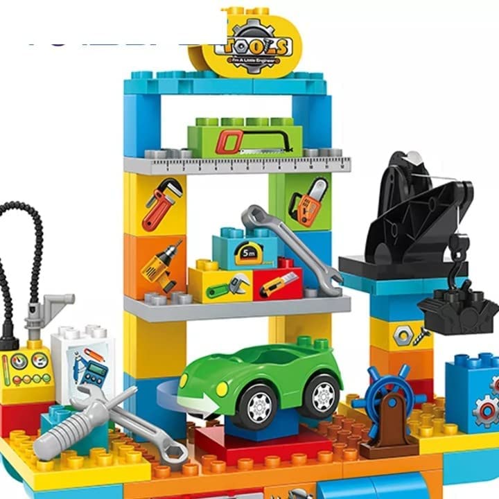 HOMME STORE Tools Funny Block Set 92PCS Kids Play DIY Tool Set Plastic Funny Brick Toy Tools Block with 92 pcs (Multi Color)