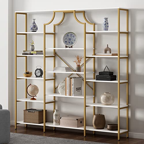 Loomie Triple Wide Bookshelf, 70.87" W/H Large Tall Etagere Bookcase,