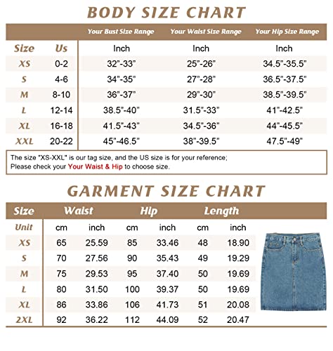 Chouyatou Women's Basic Five-Pocket Rugged Wear Denim Skirt With Slit (Large, Light Blue) #TOP5