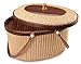 Teng Jin Nantucket Sewing Basket Purse, Containers with Dual Wood Handles .Cane-on-cane weave basket craft basket, with lid with handle
