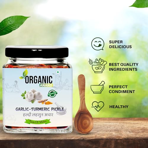 Image of Organic Anand Homemade Kachi Haldi Lahsun Ka Achar 250g | Garlic Turmeric Pickle | Fresh Turmeric Garlic Pickle | Traditional Indian Achaar | Flavourful & Delicious | Pack of 1