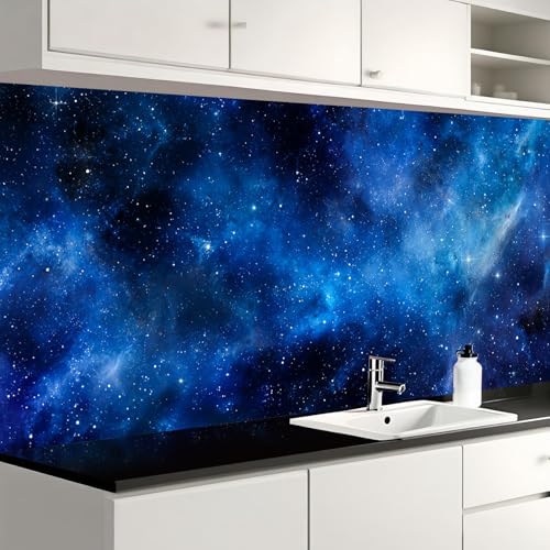 Image of Nuxovilar Dark Blue Galaxy Marble Wallpaper Peel Stick 15.75x39.37