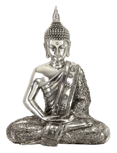 Deco 79 Poly-Stone Sitting Buddha, 12 by 9-Inch