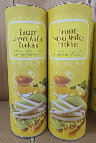 Trader Joe Lemon Baton Wafer Cookies 5oz 142g (Two Tins)