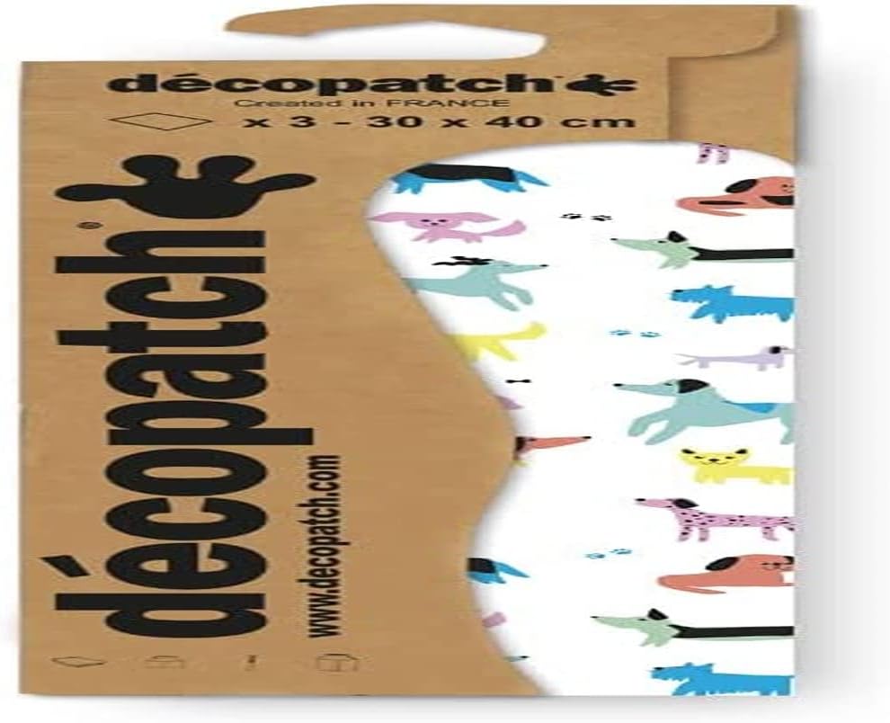 Décopatch C887C - Pack of 3 Sheets of Décopatch Paper of the Same Pattern, 30 x 40 cm, No. 887, Practical and Easy to Use, Ideal for Your Papier Mache and Craft Projects, 1 Pack
