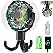 Produktbild 360° Oszillation Ventilator Kinderwagen mit Fernbedienung, 10000mAh Akku Mini Tischventilator 4-Stufen, Leise Tragbare Camping USB Fan mit LED Licht, Timer, Lüfter Flexiblem Stativ 56 Stunden, Ø17.2cm