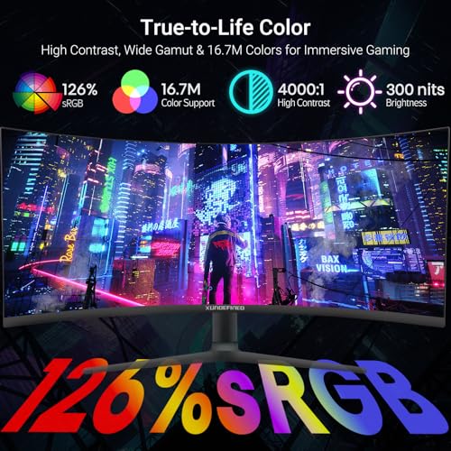 Image of 34 Inch Curved Monitor 180Hz, UWQHD 3440x1440p Ultrawide Gaming Monitor 1500R with Speaker, PIP /PBP, 4000:1 Contrast, sRGB126%, HDR, FreeSync & G-SYNC, 1ms(MPRT), HDMI /DP Port, Adjustable Stand, VESA